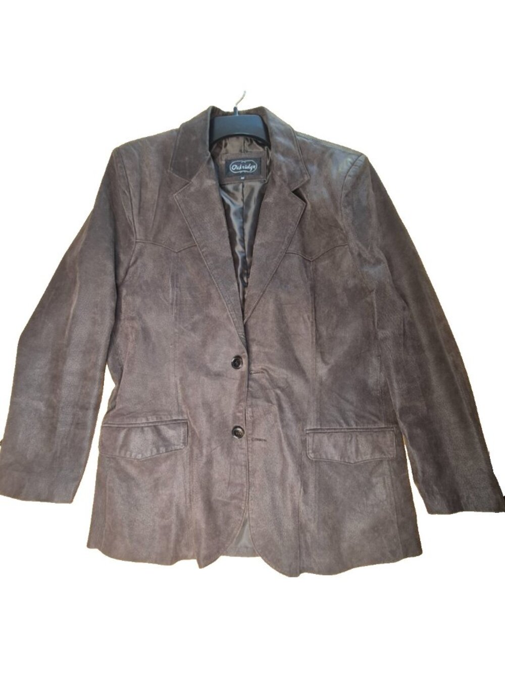 VTG Mens 90s Oakridge 100% Leather Jacket Suede Cowboy Casual Smooth Size 42
